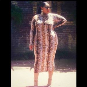 Snakeskin MIDI Bodycon Dress